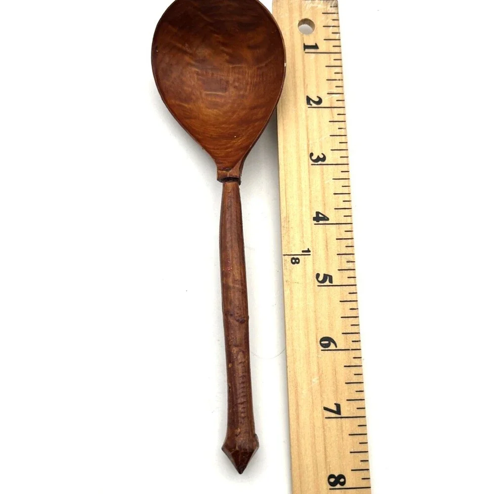 Vintage Mid Century Hand Carved Wooden Spoon Primitive Folk Art Rustic 8